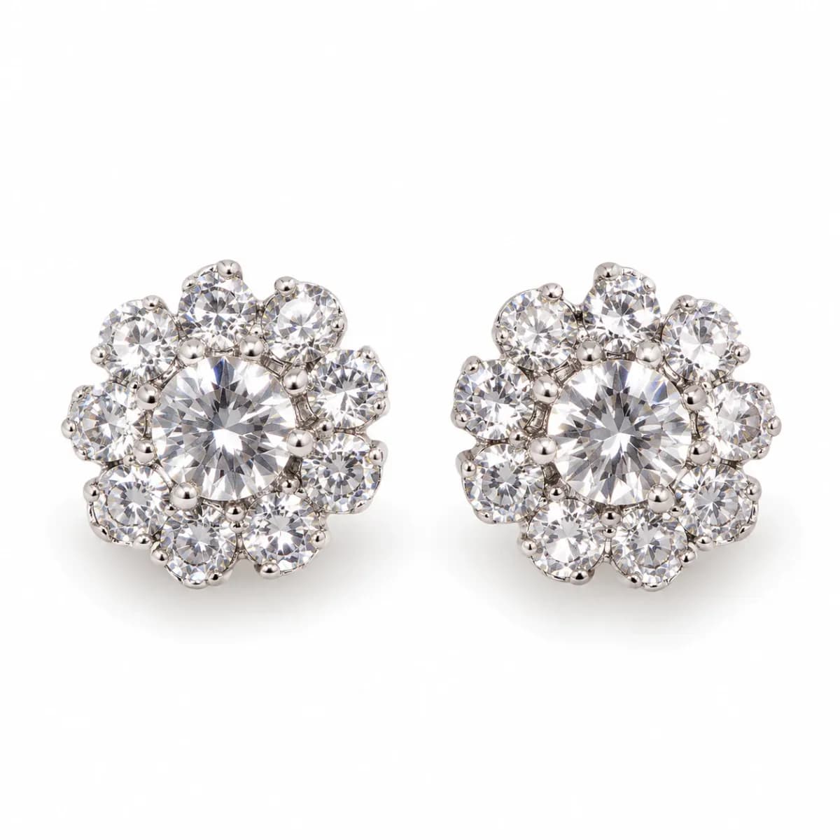 Button cover strass bloem - zilverkleurig