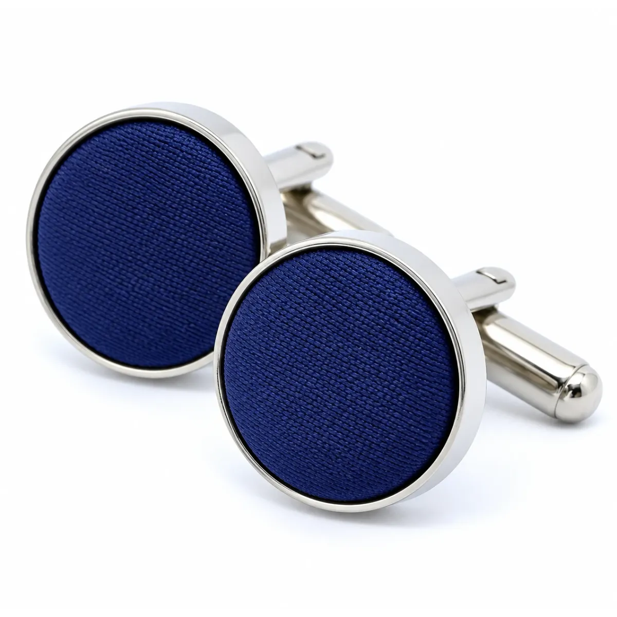 Ronde stoffen manchetknoop - donkerblauw