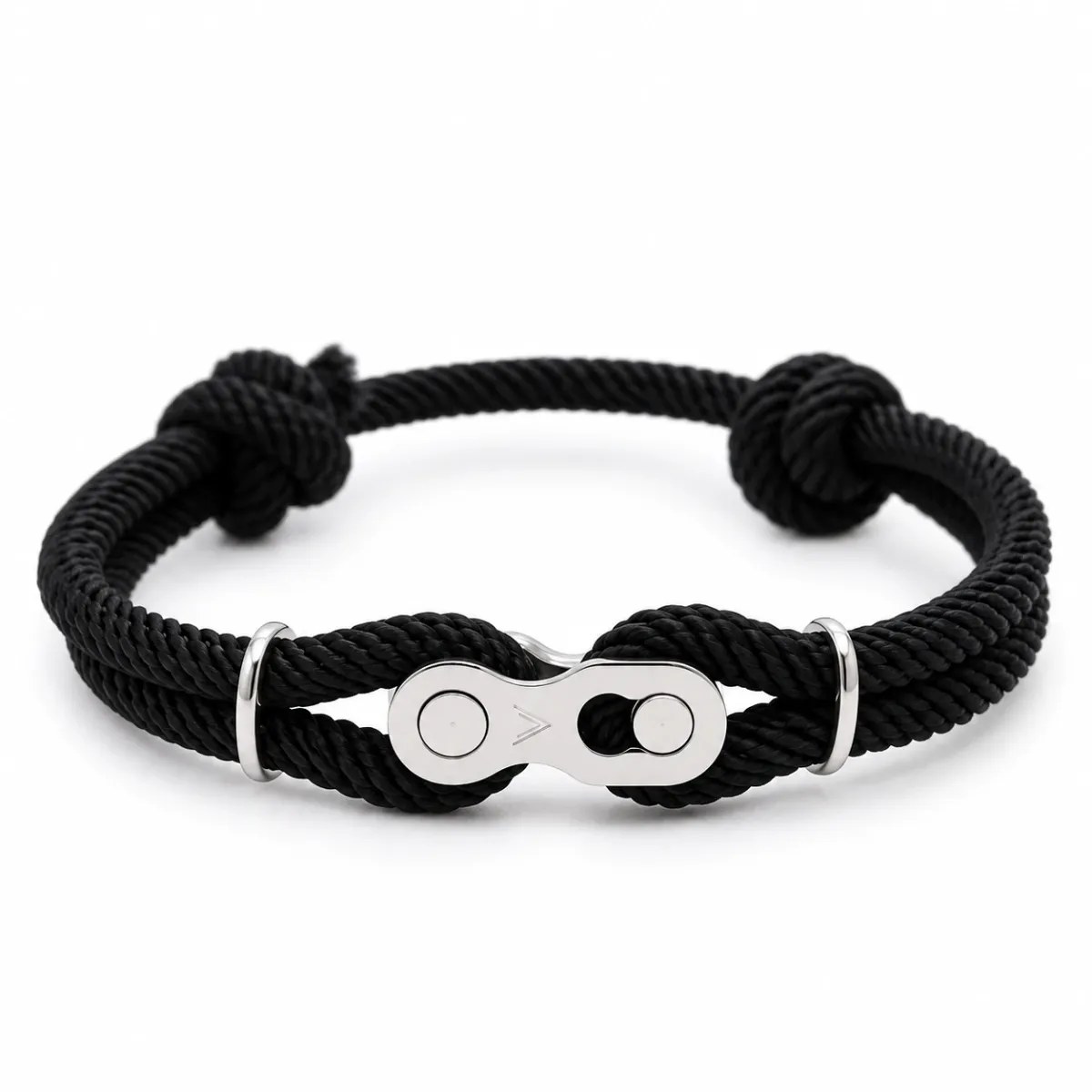 Heren armband touw – fietsschakel – zwart