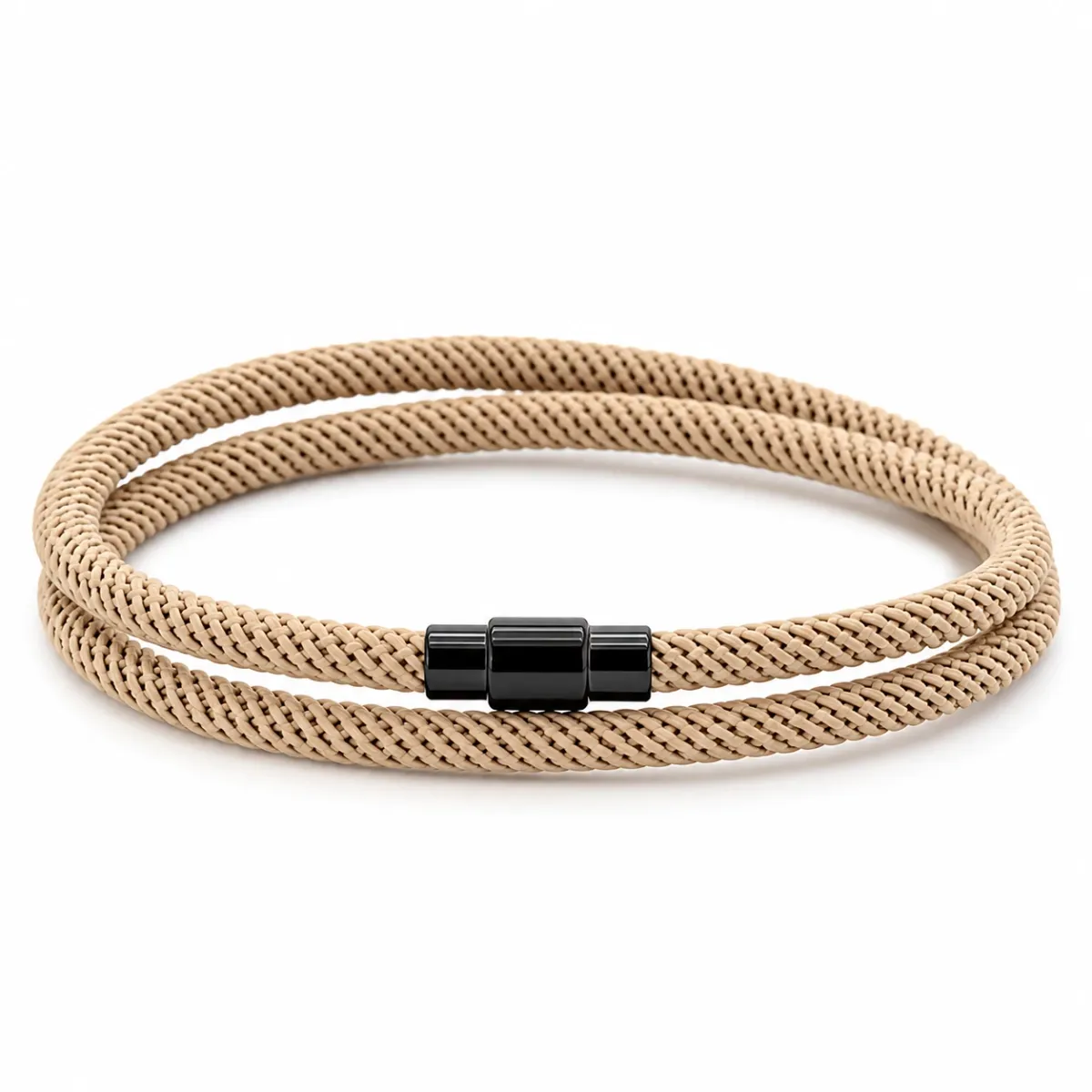 Heren armband dubbel touw - khaki