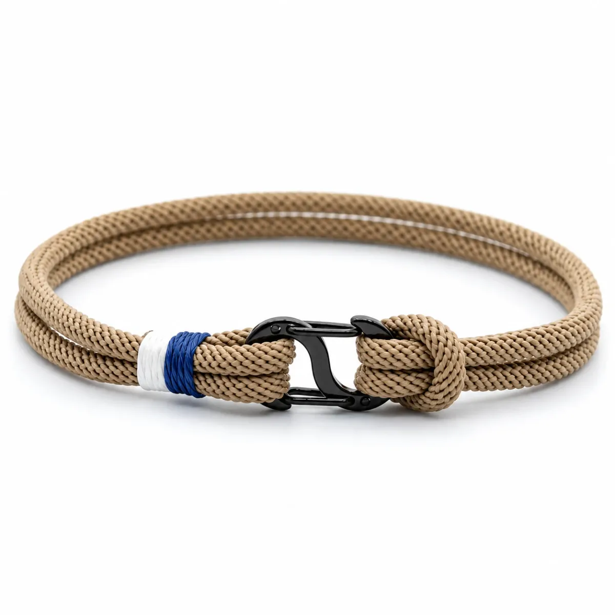 Heren armband touw - dubbele sluiting - khaki