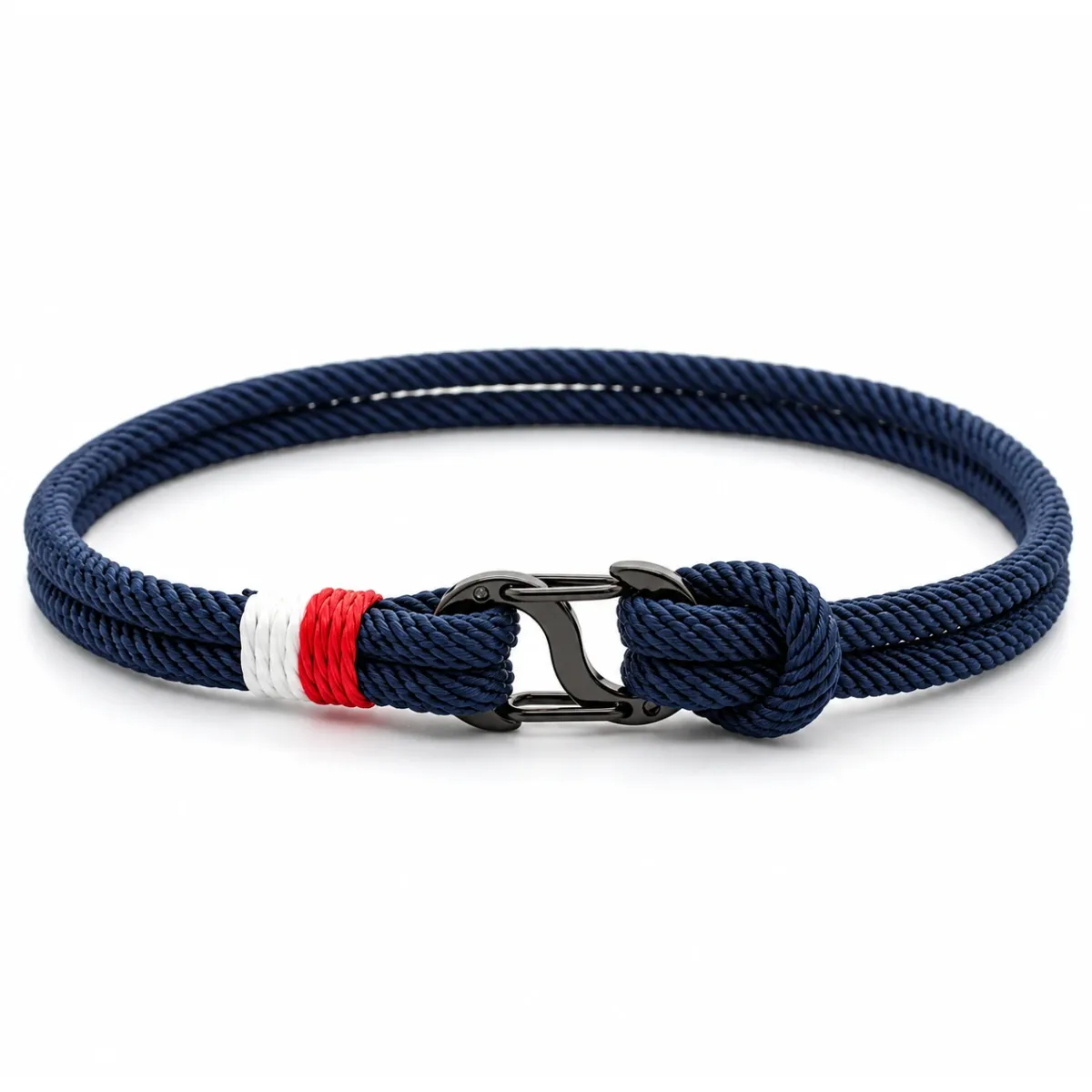 Heren armband touw - dubbele sluiting - navy
