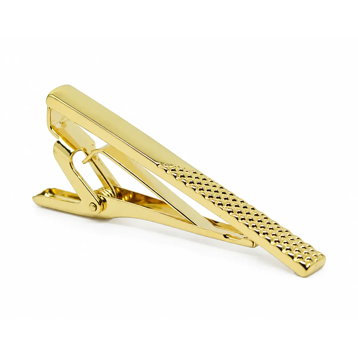 Gouden dasspeld - half geblokt patroon