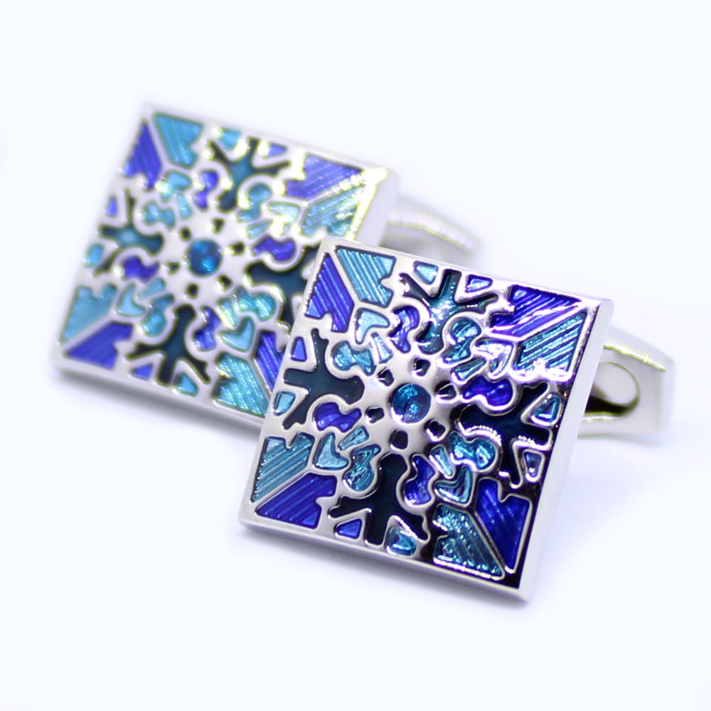 Vierkante vintage manchetknoop - Portugees blauw patroon