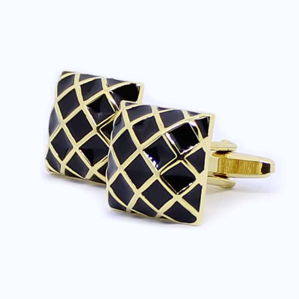 Gouden manchetknoop - zwart retro deluxe