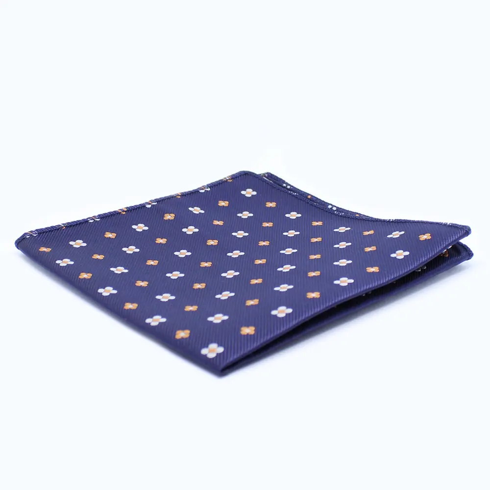 Pochet - donkerblauw met bloemen 23x23 cm