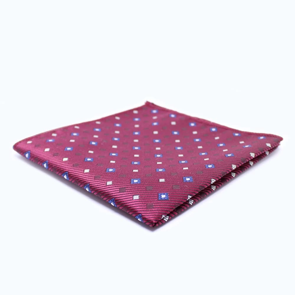 Pochet - donker rood met stippen 23x23 cm