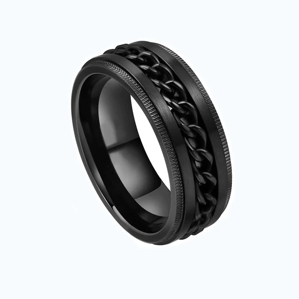 Zwarte mannen ring - band met schakels