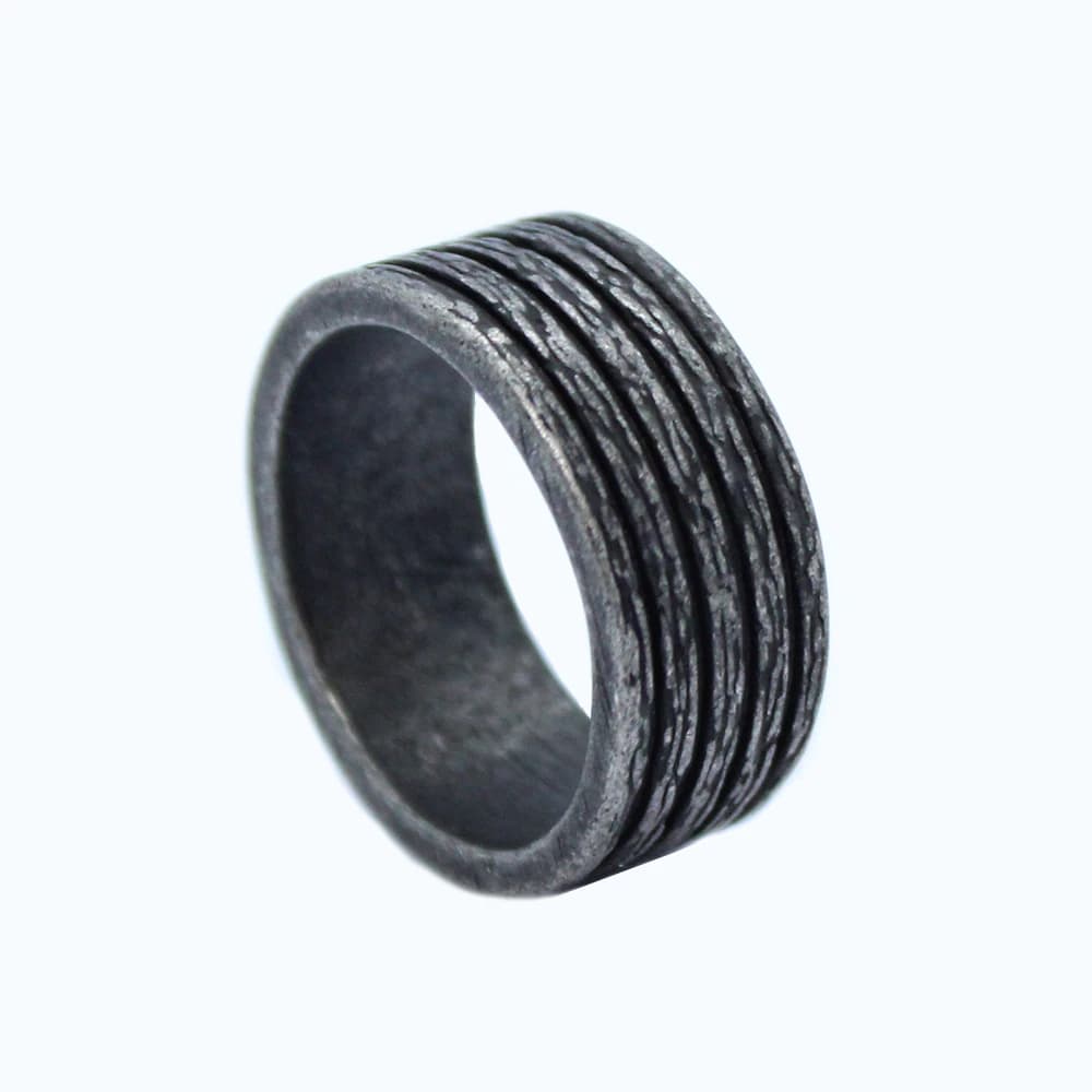 Brede zwarte mannen ring - stripe