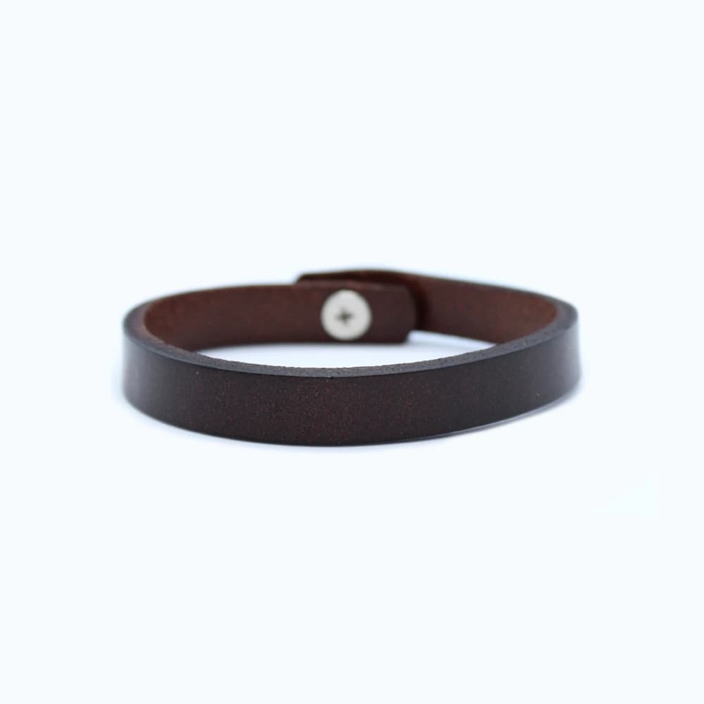 Smalle leren armband - bruin