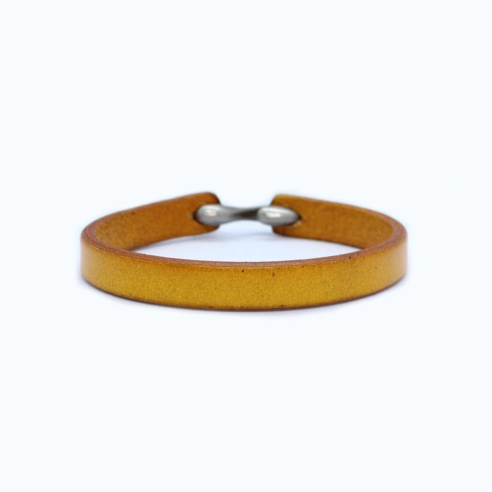 Smalle leren armband - cognac
