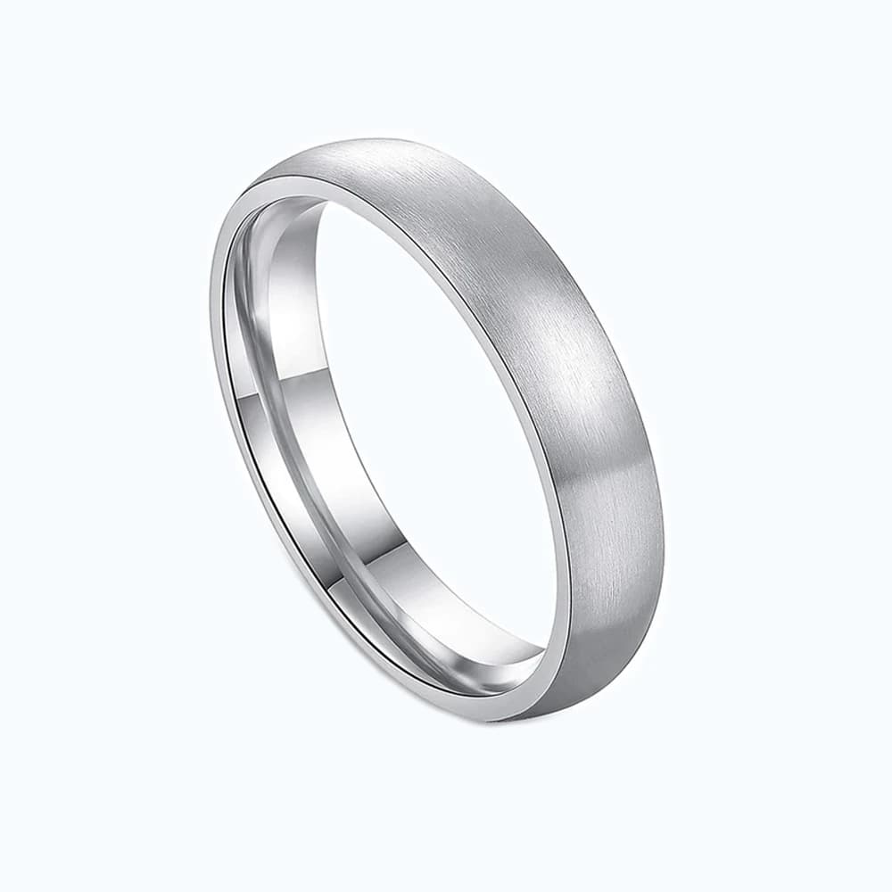 Zilverkleurige titanium mannen ring - 4 mm