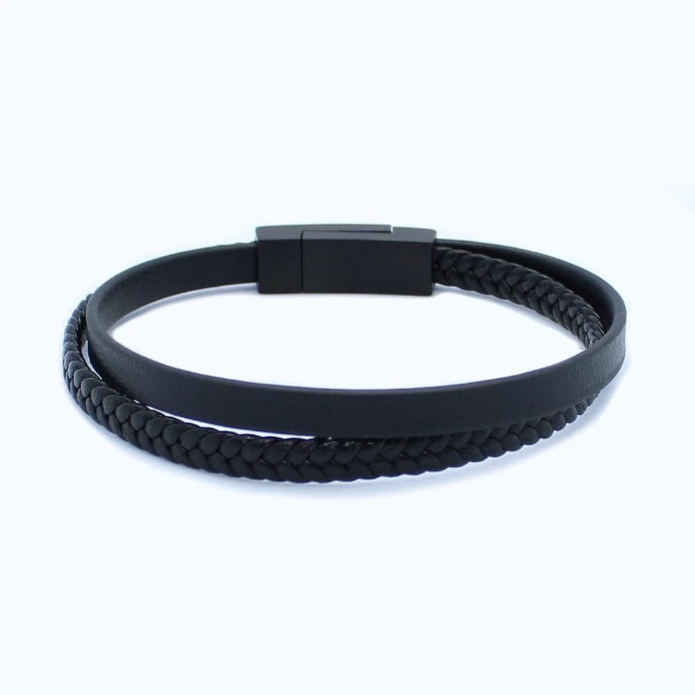 Leren armband - dubbele smalle band