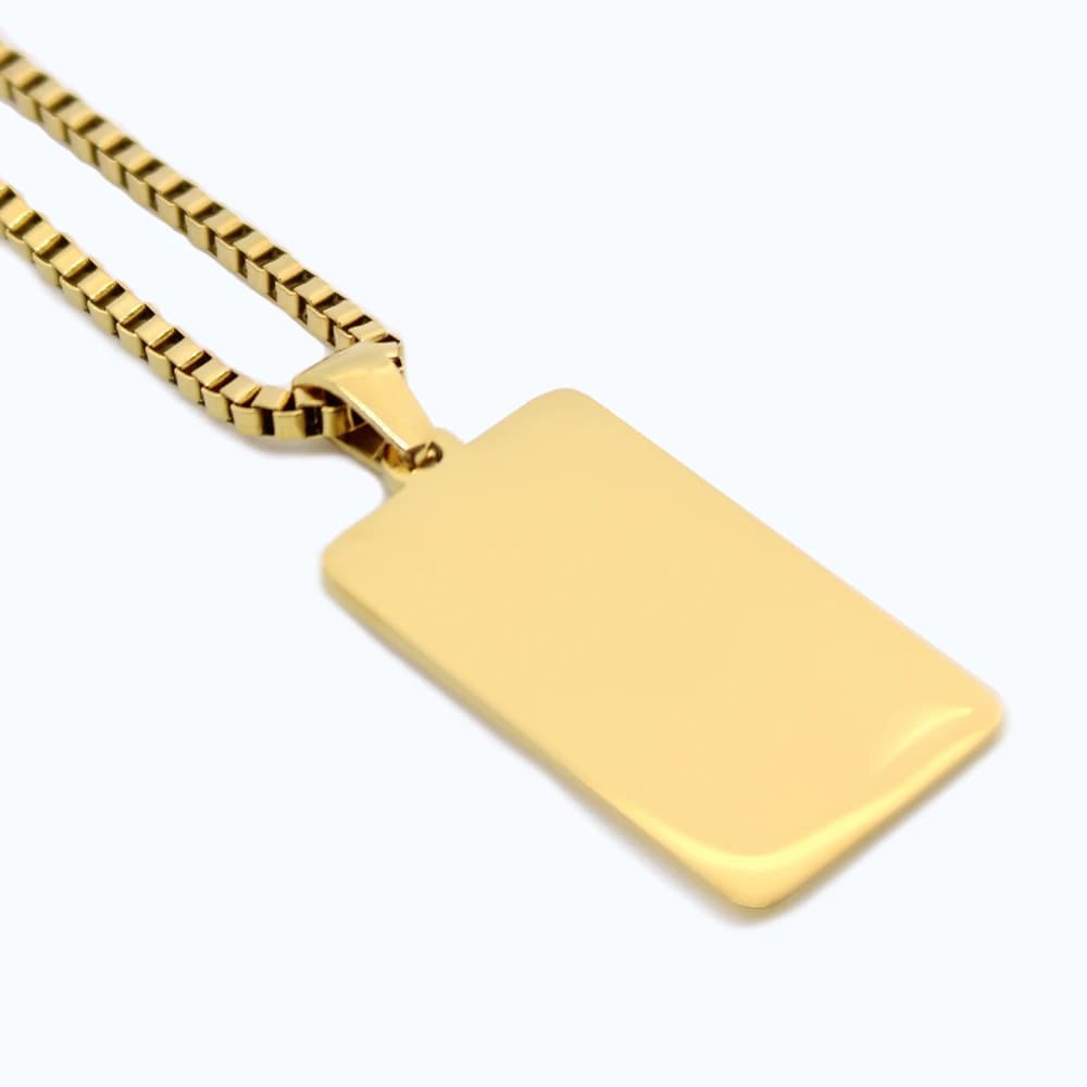 Goudkleurige dogtag herenketting plat - 60 cm