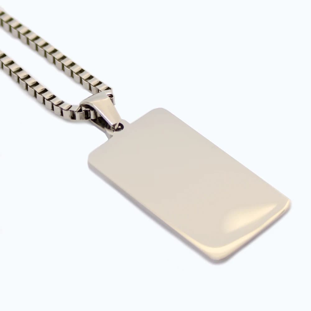 Zilverkleurige dogtag herenketting plat - 60 cm