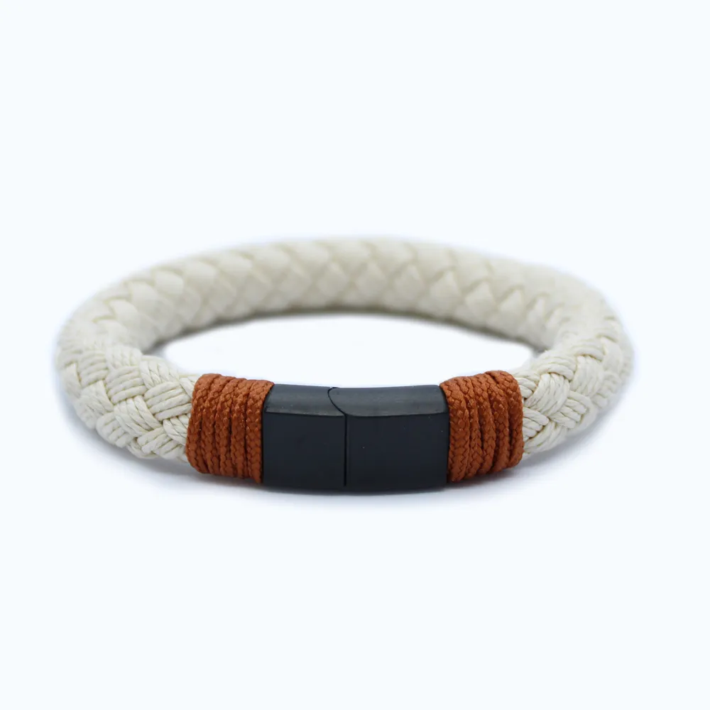 Heren armband touw - tros - crème