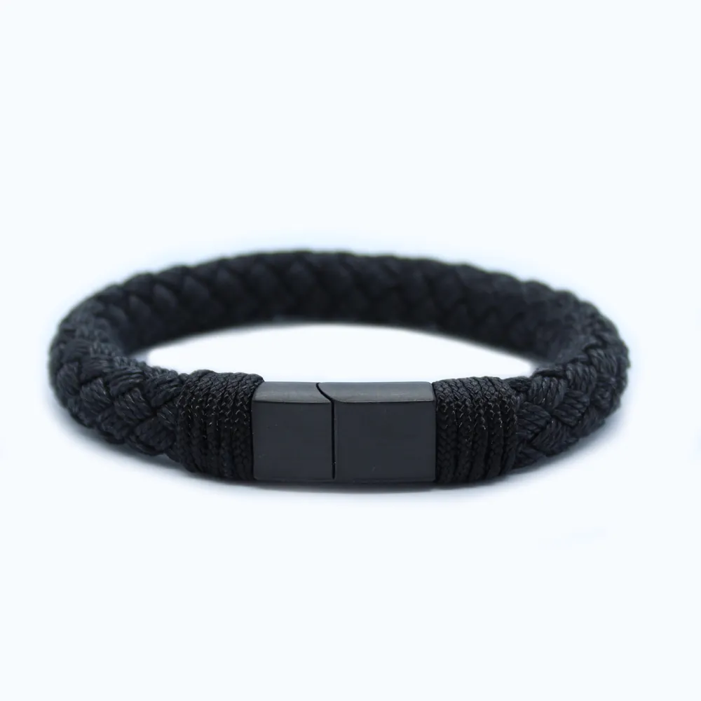 heren armband touw tros zwart