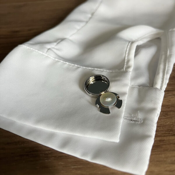 Button cover manchetknoop – zilver - open
