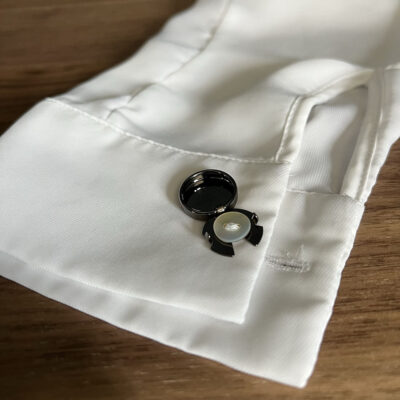 Button cover manchetknoop – zwart - open