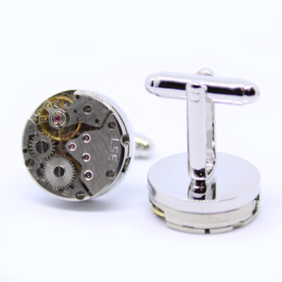 Manchetknoop horloge (uurwerk) mechanisme – zilver met gouden details