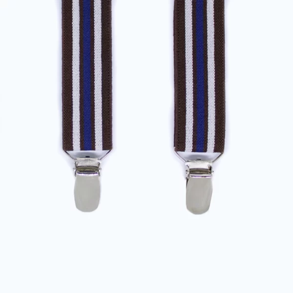 Heren bretels - bruin met donkerblauwe en witte streep