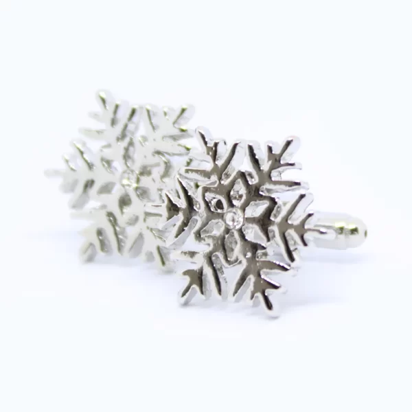 Kerst manchetknopen - zilveren sneeuwvlok met diamantje