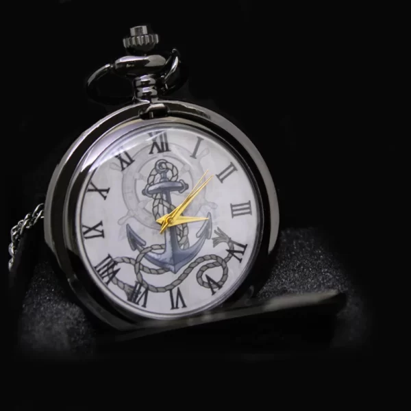 zwarte horlogeketting met anker