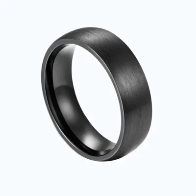 Zwarte titanium mannen ring - 6 mm
