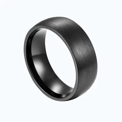 Zwarte titanium mannen ring - 8 mm