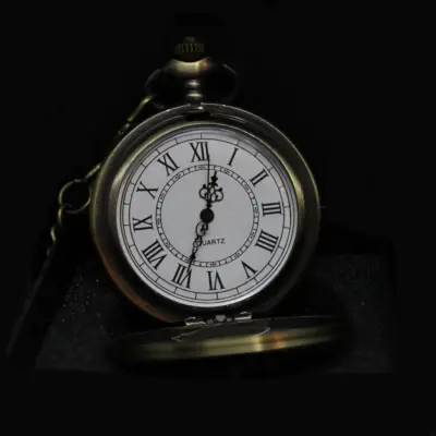 Bronzen zakhorloge met ketting - Romeinse cijfers